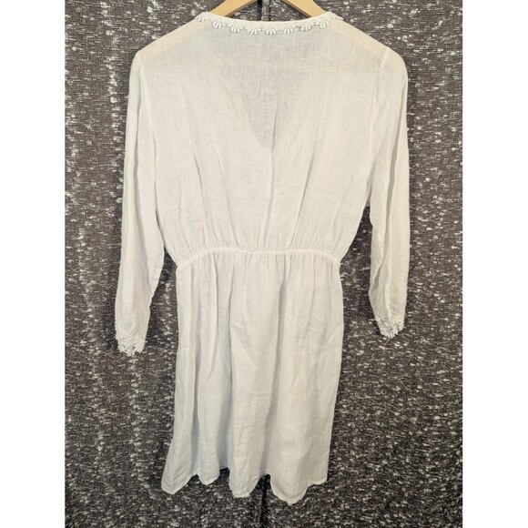 Valentina Naldi White Linen Crochet Lace Boho Dress Women's Large‎ - Picture 6 of 9